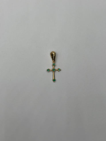 Dije cruz esmeralda oro amarillo 18k / 0.54gr (joya)