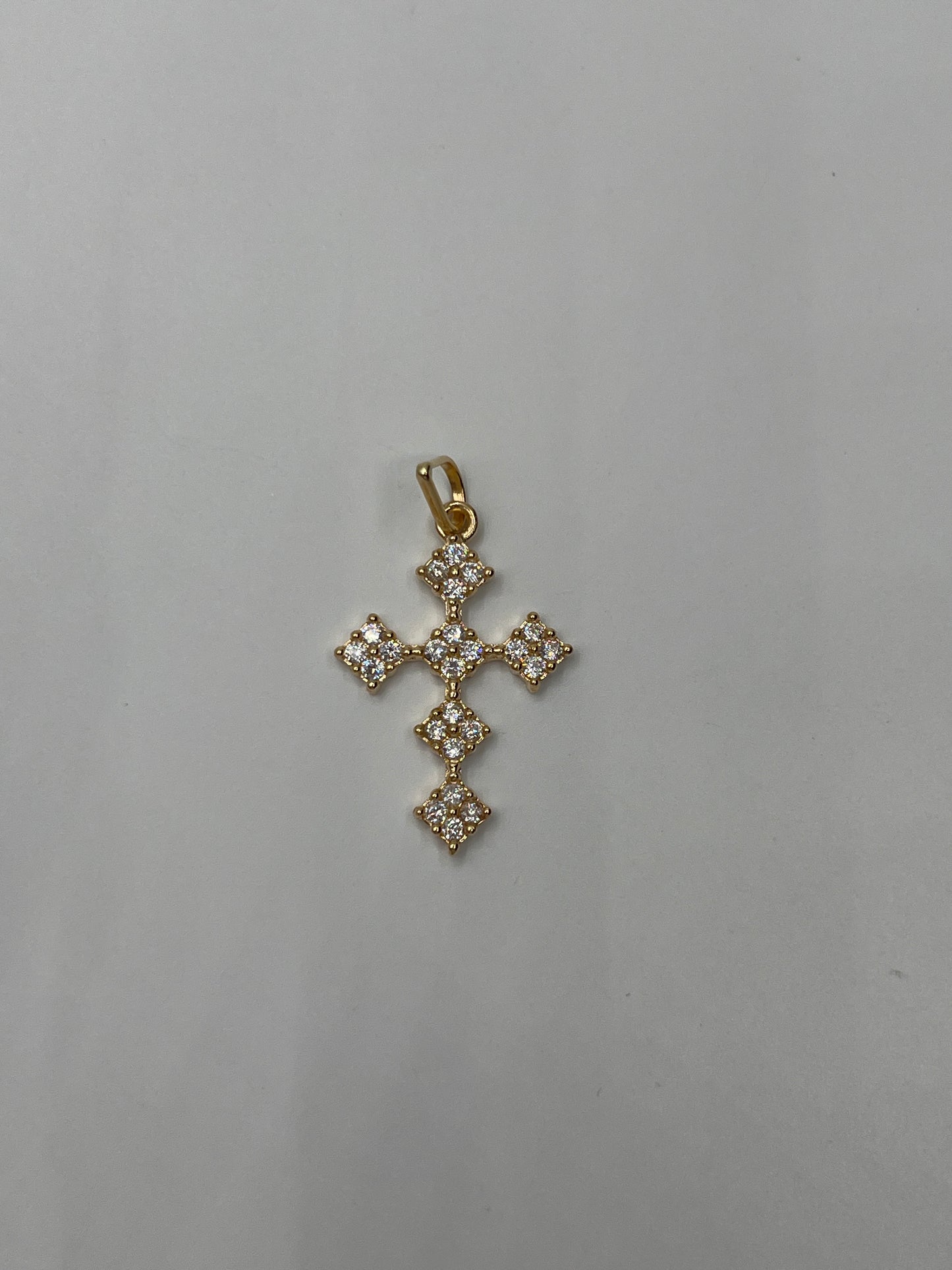 Dije Cruz Circon Blanco Oro amarillo 18k 3,32 Gr / 21,30 mm / 3 Cm