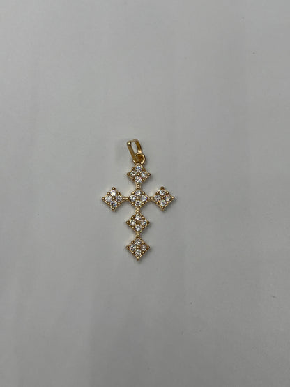 Dije Cruz Circon Blanco Oro amarillo 18k 3,32 Gr / 21,30 mm / 3 Cm