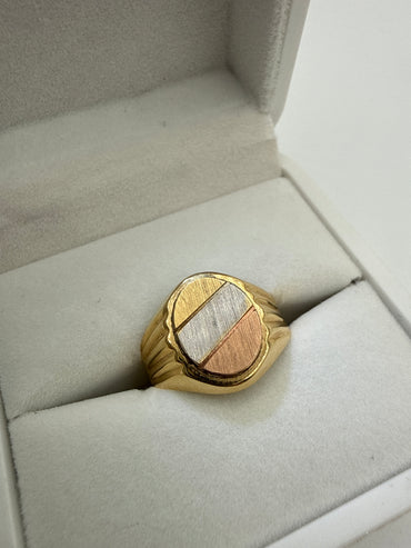 Anillo Circulo Tres oros 18k / Talla 9 / 4,51 Gr / 15 mm