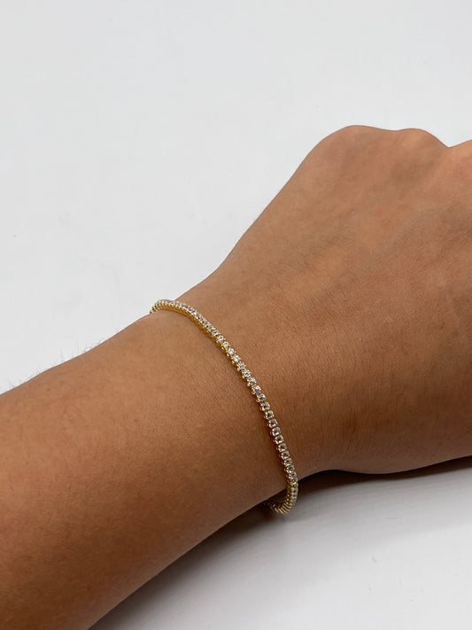 Pulso It Tenis Circon Blanco Oro amarillo 18k 3,88 Gr / 2,08 mm / 18 Cm