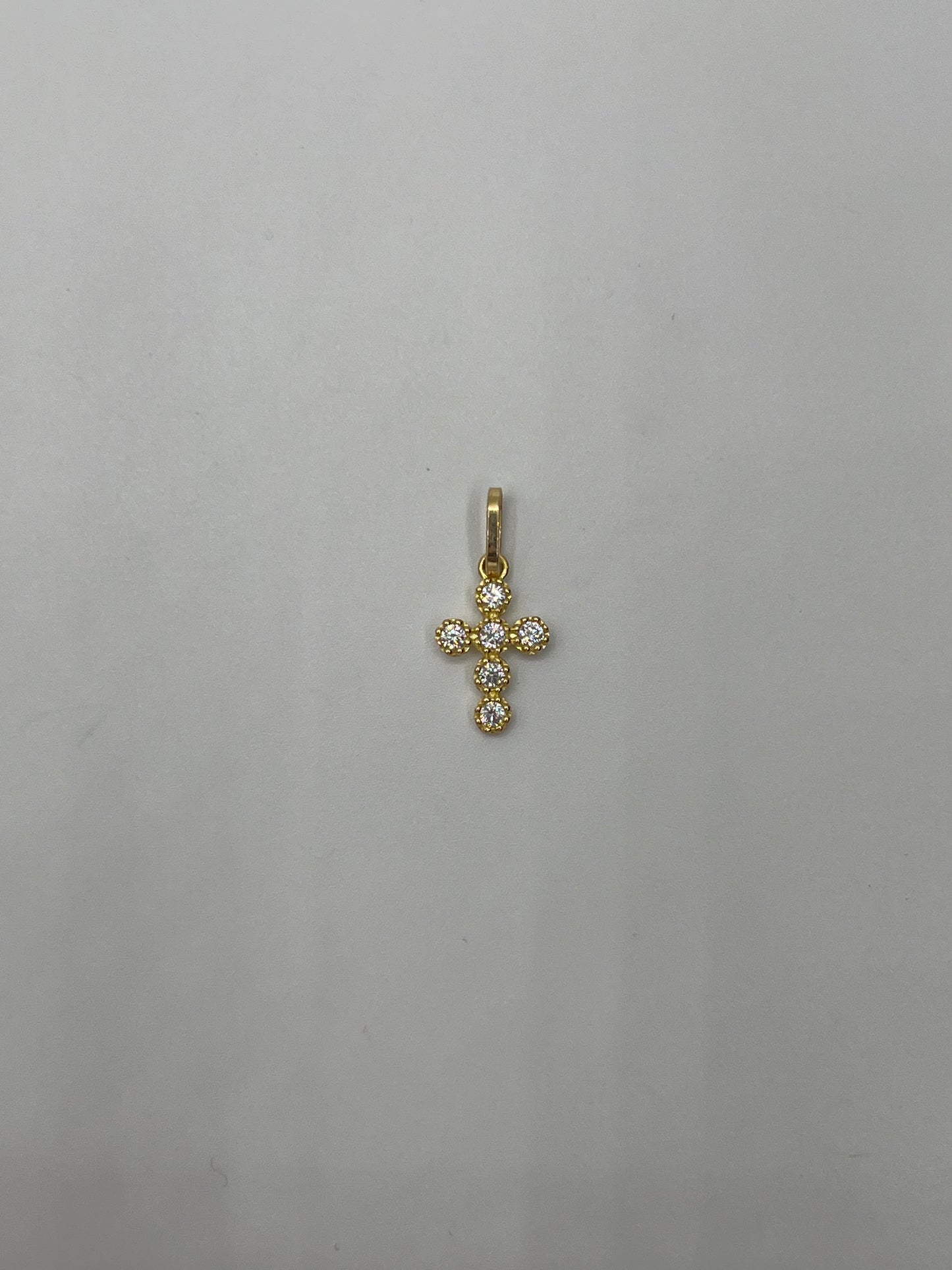 Dije cruz circon blanco Oro amarillo 18k 0,70 Gr / 8,75 mm / 1,4 Cm