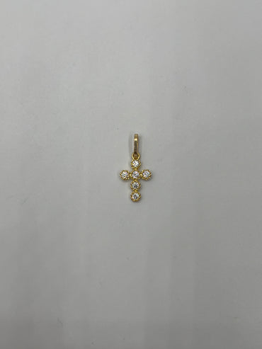 Dije cruz circon blanco Oro amarillo 18k 0,70 Gr / 8,75 mm / 1,4 Cm