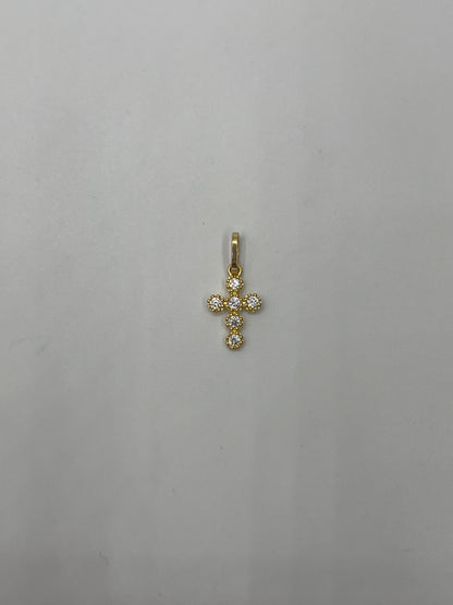 Dije cruz circon blanco Oro amarillo 18k 0,70 Gr / 8,75 mm / 1,4 Cm