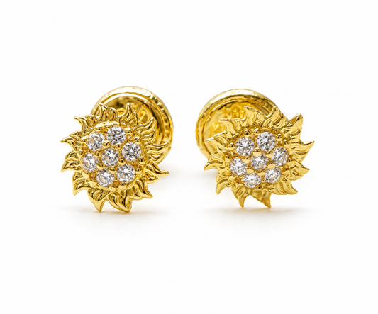 Topos Sol Circon Blanco Oro amarillo 18k 0,80 Gr / 6,30 mm