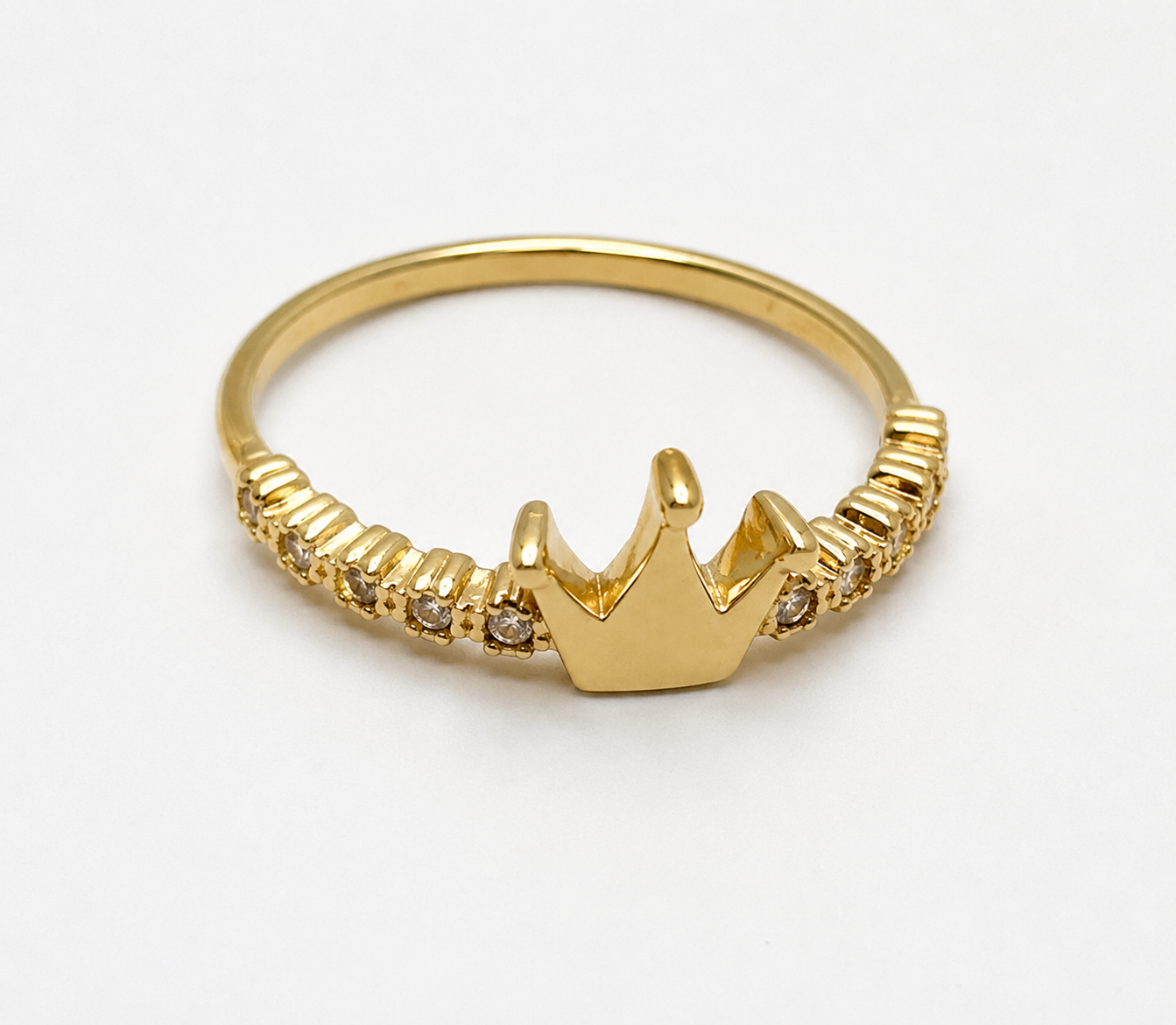 Anillo corona circon blanco Oro amarillo 18k / Talla 7 3/4 / 1,72 Gr / 7,66 mm