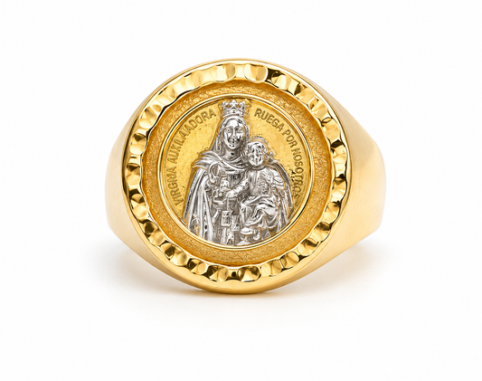 Anillo Virgen del carmen Oro amarillo 18k / Talla 10 1/2 / 3,81 Gr / 15 mm
