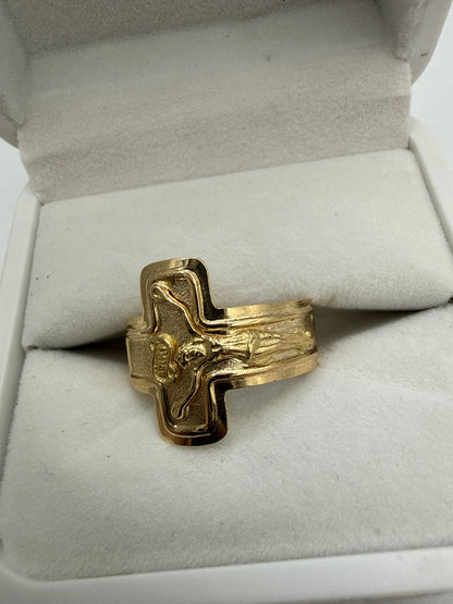 Anillo Cruz Cristo Oro amarillo 18k / Talla 10 1/2 / 3,59 Gr / 18 mm
