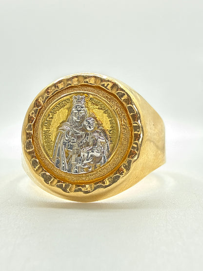 Anillo Virgen del carmen Oro amarillo 18k / Talla 10 1/2 / 3,81 Gr / 15 mm