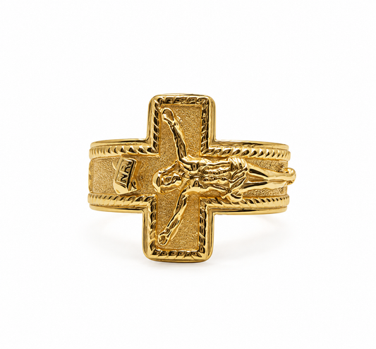 Anillo Cruz Cristo Oro amarillo 18k / Talla 10 3/4 / 4,48 Gr / 17,60 mm
