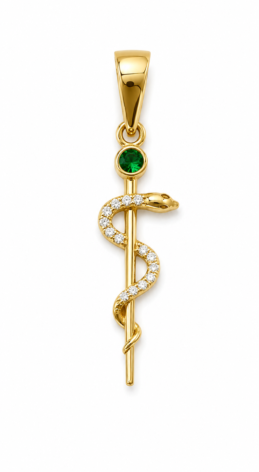 Dije Simbolo Medicina Oro amarillo 18k 1,38 Gr / 10 mm / 2,8 Cm