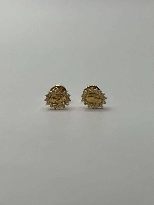 Topos Virgen Guadalupe Circon Blanco Oro amarillo 18k 0,94 Gr / 6,2 mm