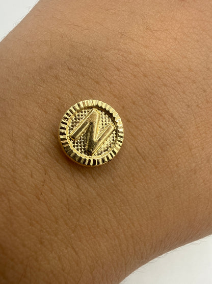 Herraje Letra N Diamantada Oro amarillo 18k 0,45 Gr / 1 Cm
