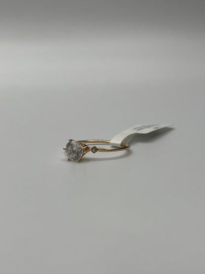 Anillo Compromiso Circon Blanco Oro amarillo 18k / Talla 7 3/4 / 1,62 Gr / 6,50 mm