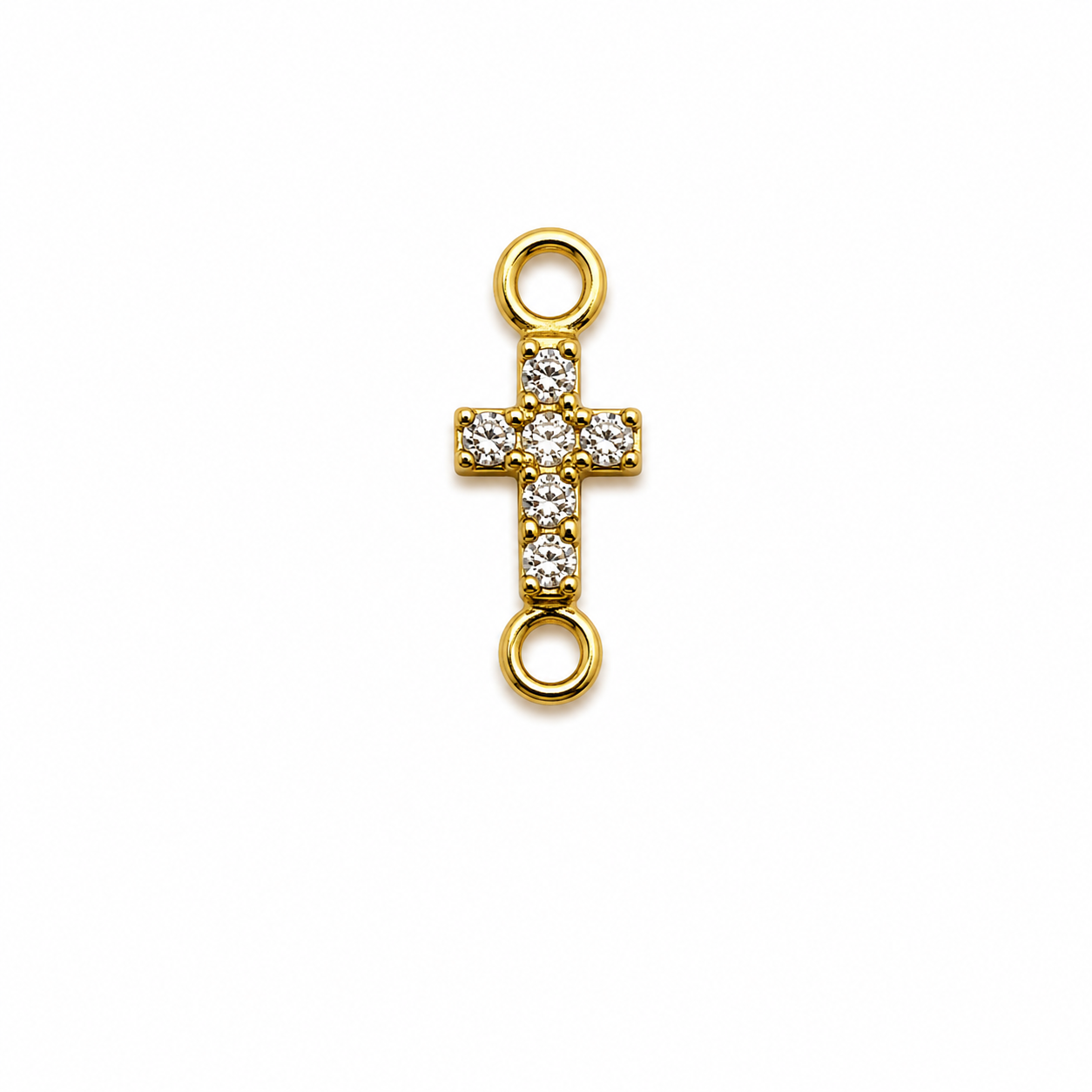 Herraje Cruz Circon Blanco Oro amarillo 18k +2 / 0,40 Gr / 0,9 cm