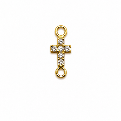 Herraje Cruz Circon Blanco Oro amarillo 18k +2 / 0,40 Gr / 0,9 cm