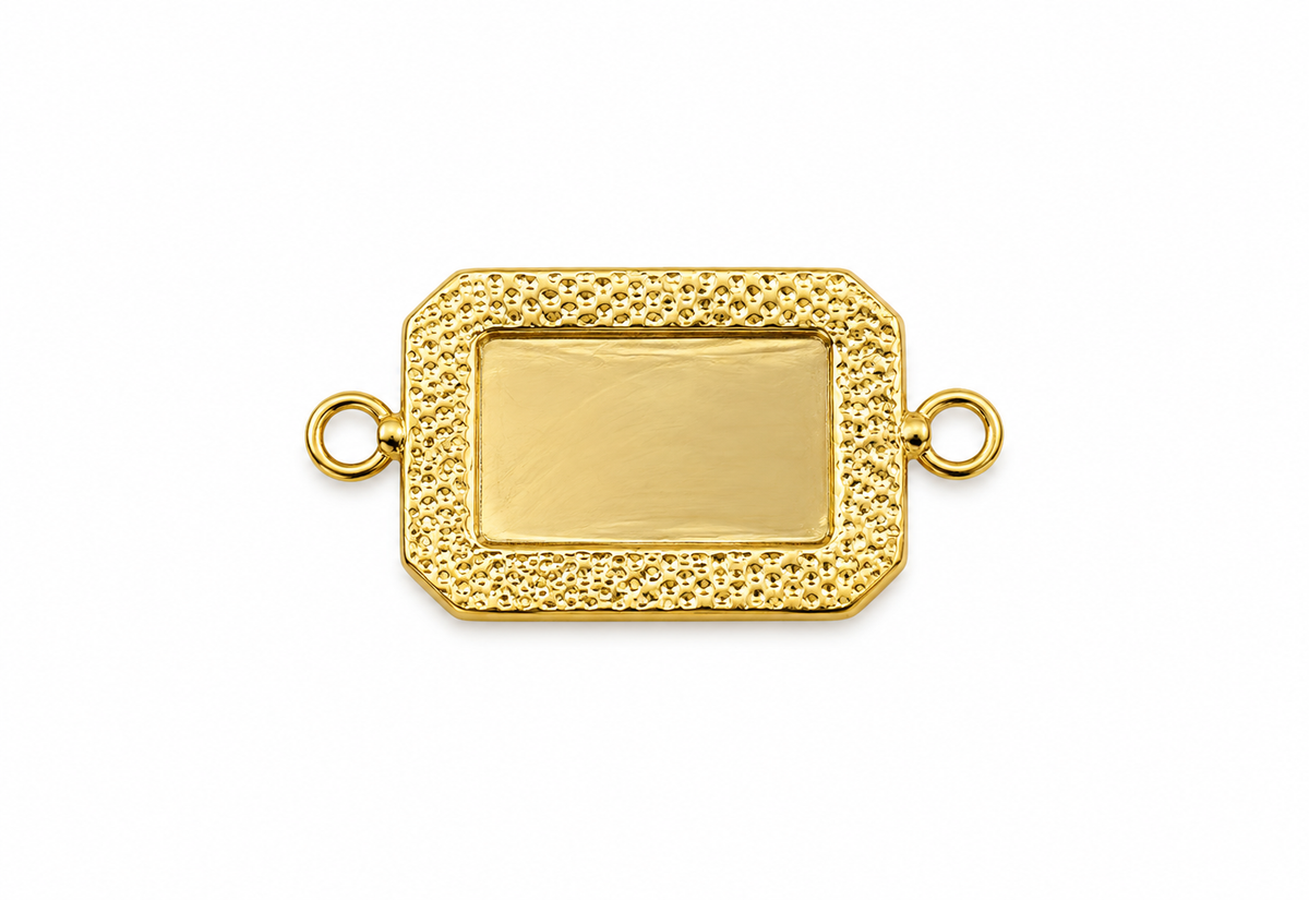 Herraje Placa Diamantada Oro amarillo 18k 1,63 Gr / 2,2 Cm