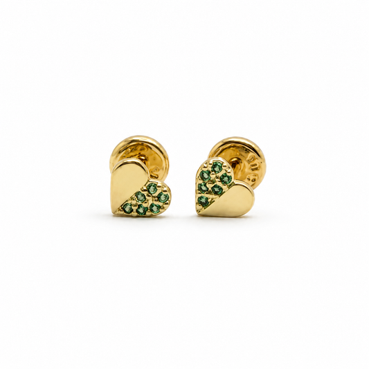 Topos Corazon Circon Verde Oro amarillo 18k 0,77 Gr / 5,90 mm