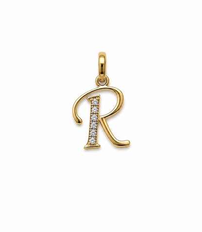 Dije Letra R Oro amarillo 18k 0,76 Gr / 9,70 mm / 1,4 Cm
