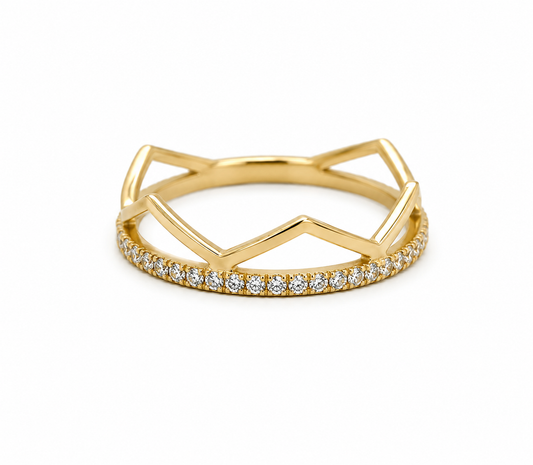Anillo Corona Circon Blanco Oro amarillo 18k / Talla 7 1/4 / 2,00 Gr / 4,70 mm