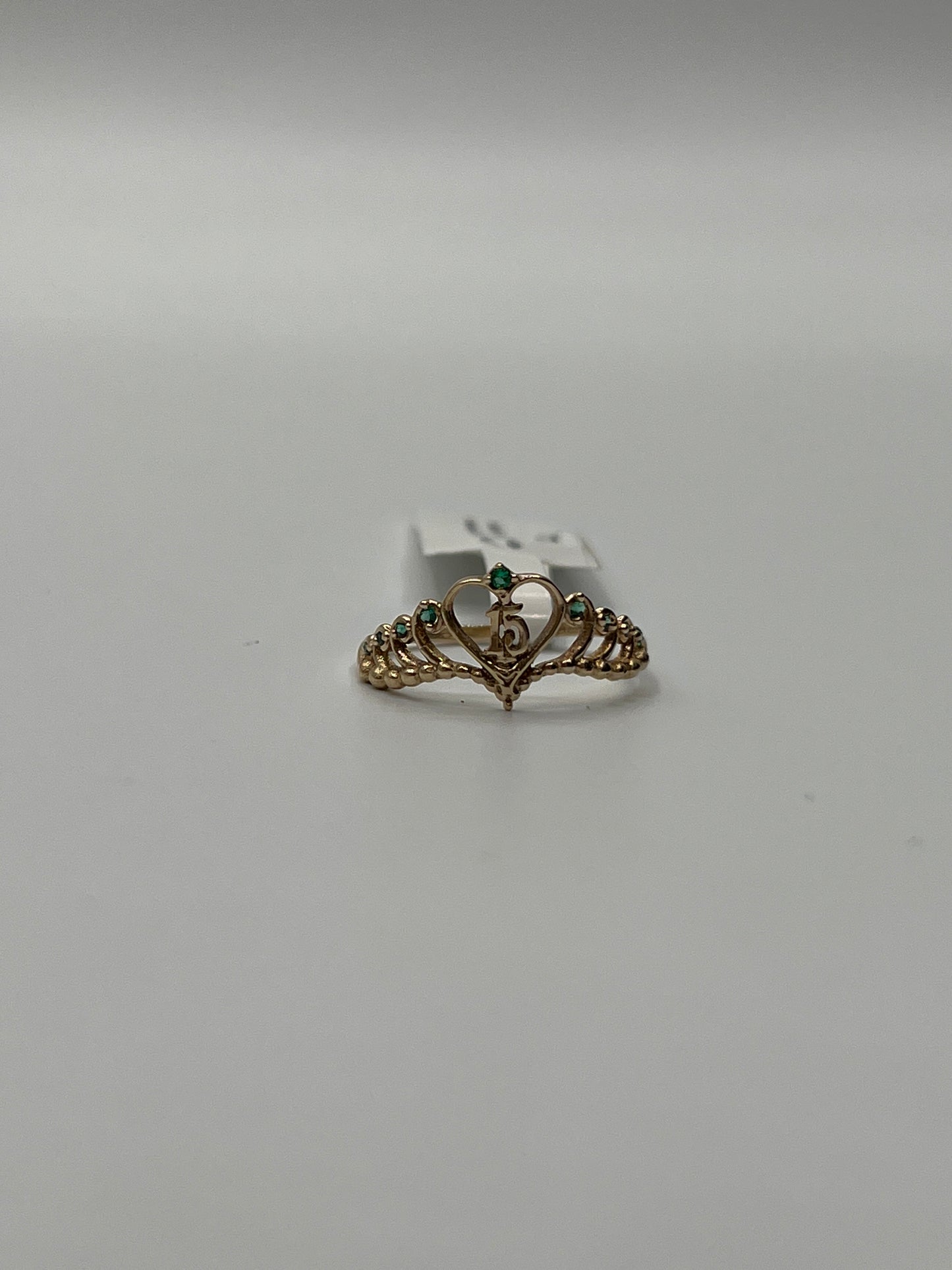 Anillo 15s Corona Circon Verde Oro amarillo 18k / Talla 5 / 1,30 Gr / 9 mm
