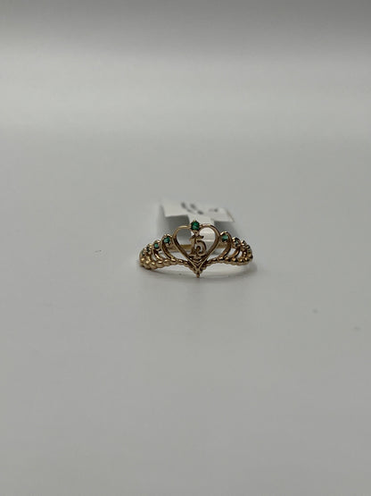 Anillo 15s Corona Circon Verde Oro amarillo 18k / Talla 5 / 1,30 Gr / 9 mm