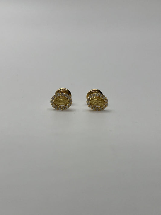 Topos Virgen Guadalupe Circon Blanco Oro amarillo 18k 1,04 Gr / 6 mm