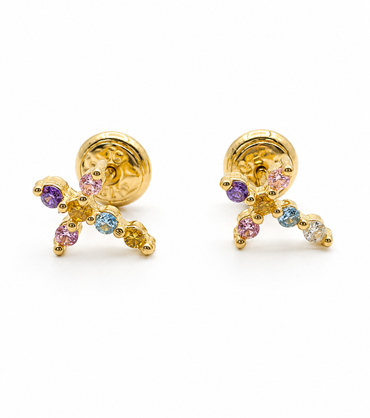 Topos Cruz Circon Multicolor Oro amarillo 18k +2 / 0,90Gr / 6,60 mm