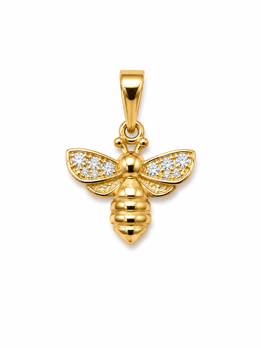 Dije Abeja Circon Blanco Oro amarillo 18k 1,64 Gr / 15,45 mm / 1,6 Cm