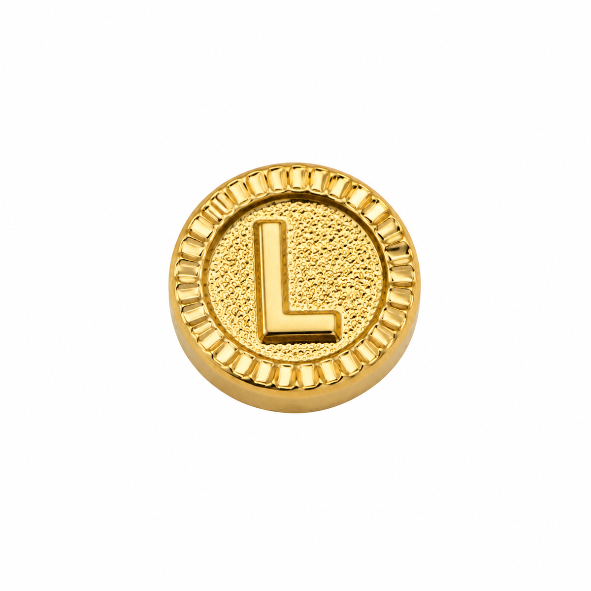 Herraje Letra L diamantada Oro amarillo 18k 0,45 Gr / 1 Cm
