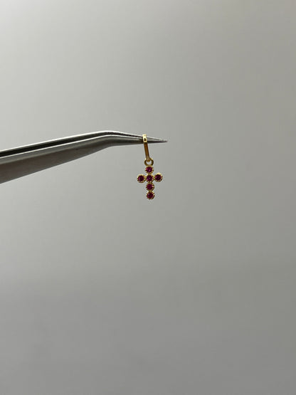 Dije cruz circon rosa Oro amarillo 18k 0,33 Gr / 5,60 mm / 0,9 Cm