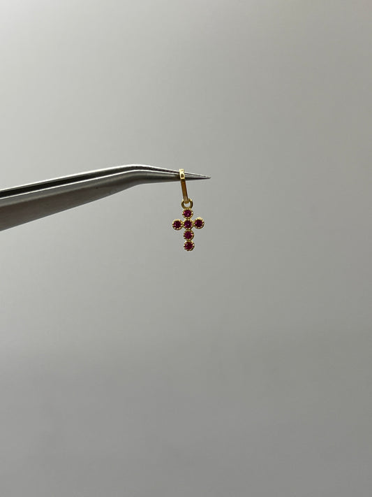 Dije cruz circon rosa Oro amarillo 18k 0,33 Gr / 5,60 mm / 0,9 Cm