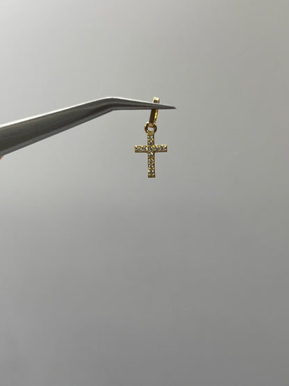 Dije cruz circon rosa Oro amarillo 18k 0,42 Gr / 6,70 mm / 1,1 Cm