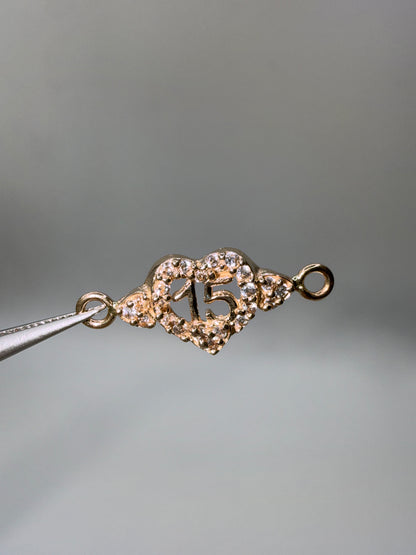 Herraje 15s Corazon Circon Blanco Oro amarillo 18k 1,48 Gr / 0,9 Cm