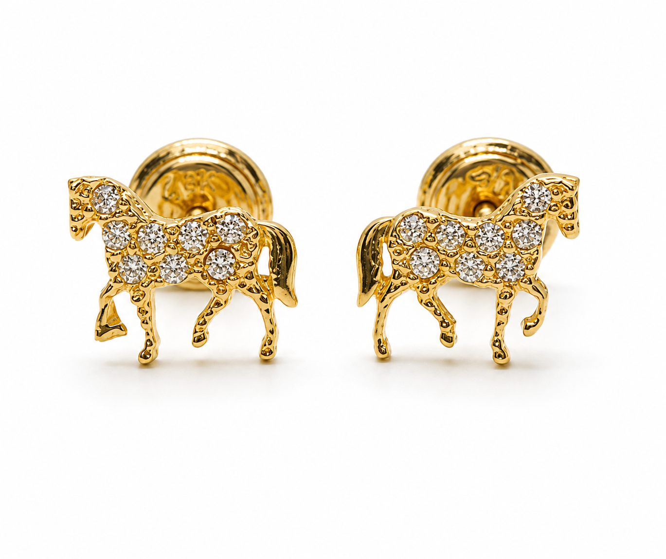 Topos Caballo Circon Blanco Oro amarillo 18k +2 / 0,96Gr / 8,10 mm