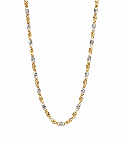 Cadena It Plana Diamantada Oro amarillo y Oro blanco 18k +2 / 3,93 Gr / 2,40 mm / 55 Cm