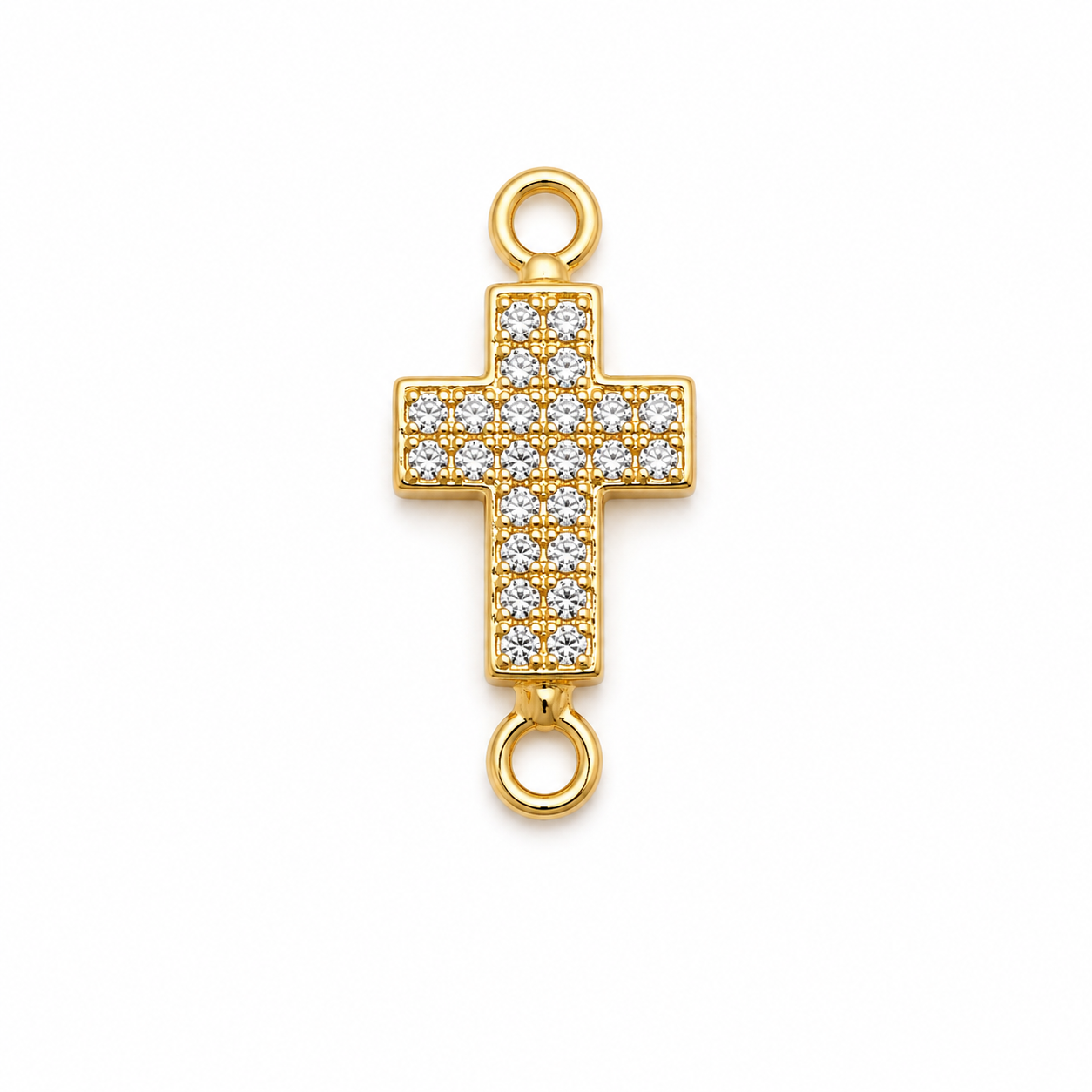 Herraje Cruz Circon Blanco Oro amarillo 18k +2 / 1,13 Gr / 1,3 cm