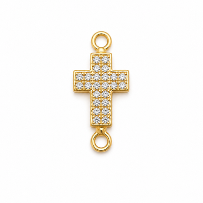 Herraje Cruz Circon Blanco Oro amarillo 18k +2 / 1,13 Gr / 1,3 cm