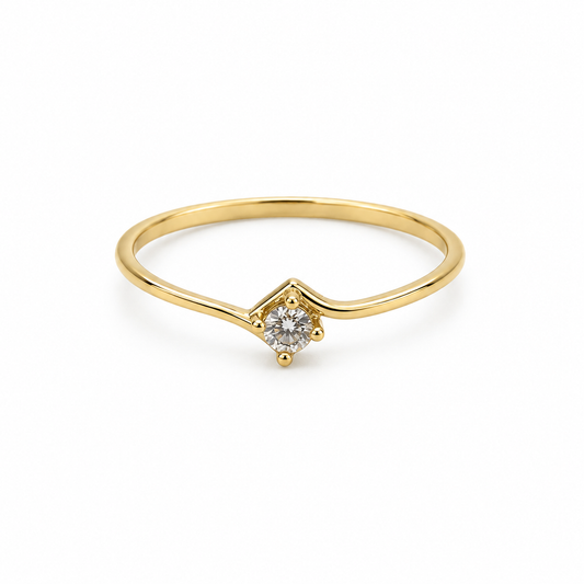 Anillo Compromiso Circon Blanco Oro amarillo 18k / Talla 6 1/4 / 0,83 Gr / 3,40 mm
