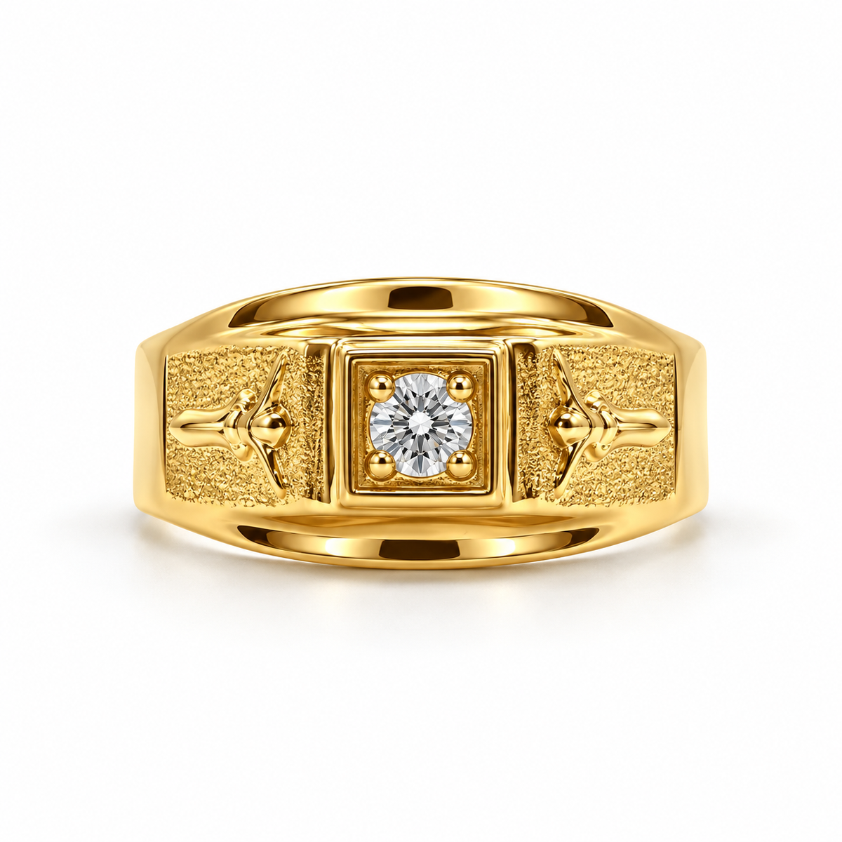 Anillo Cristo Circon Blanco Oro amarillo 18k / Talla 10 / 2,60 Gr / 9,7 mm
