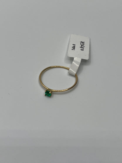 Anillo solitario esmeralda Oro amarillo 18k / 0.87GR / talla 8 (JOYA)