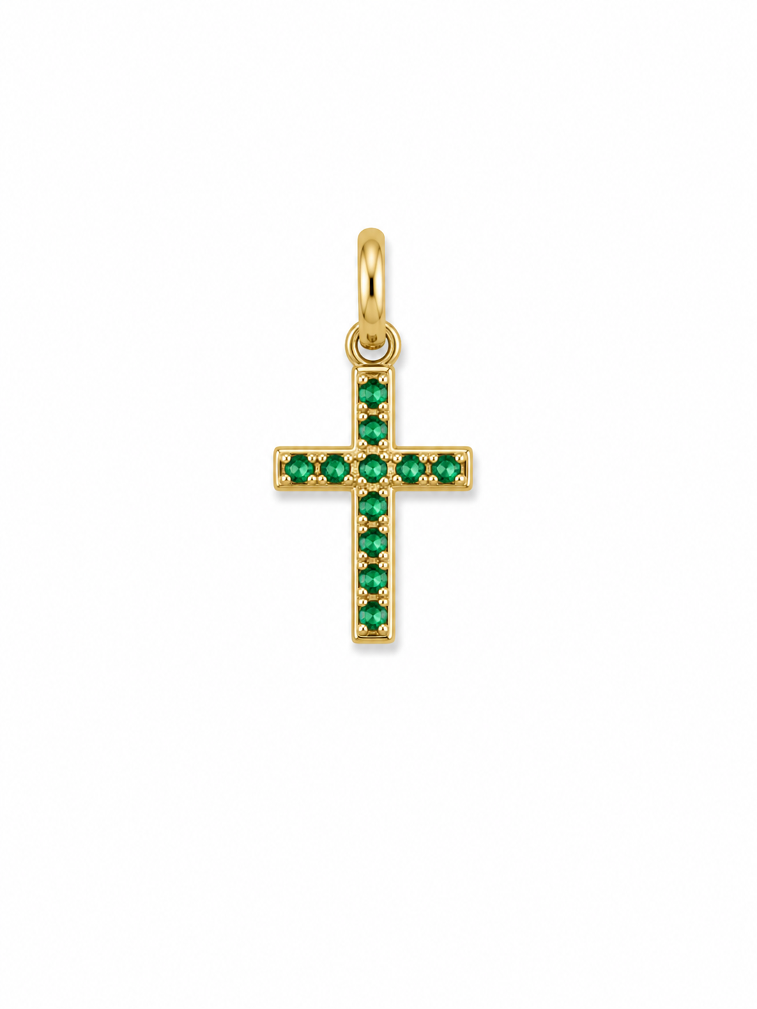 Dije cruz circon verde Oro amarillo 18k 0,32 Gr / 5,60 mm / 0,90 Cm