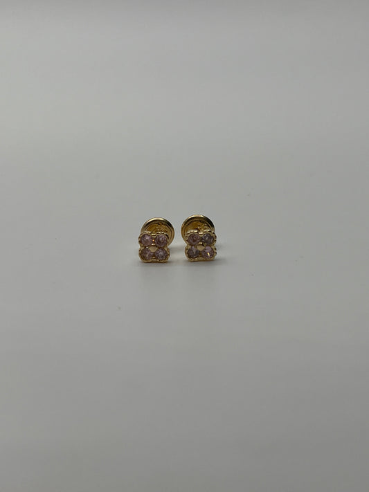 Topos Trebol Circon Lila Oro amarillo 18k 1,07 Gr / 5 mm