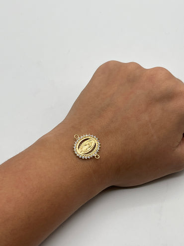 Herraje Virgen Guadalupe Circon Blanco Oro amarillo 18k +2 / 2,65 Gr / 2 cm