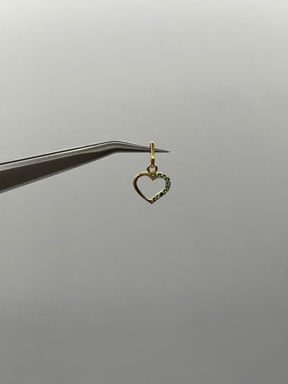 Dije corazon circon verde Oro amarillo 18k 0,38 Gr / 8,38 mm / 1 Cm
