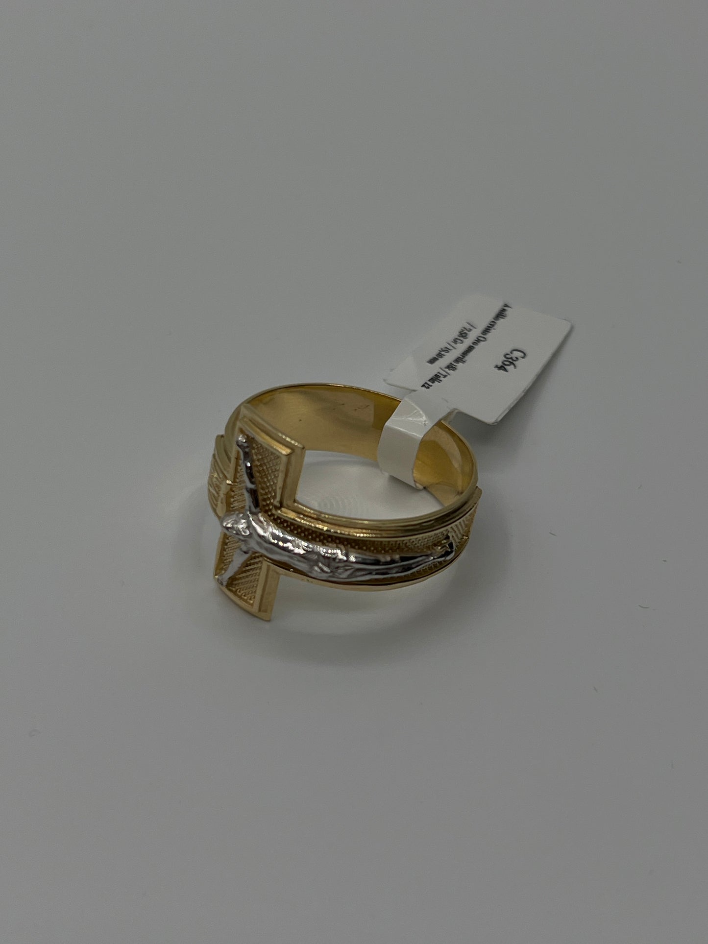 Anillo cristo Oro amarillo 18k / Talla 12 / 7,58 Gr / 19,10 mm