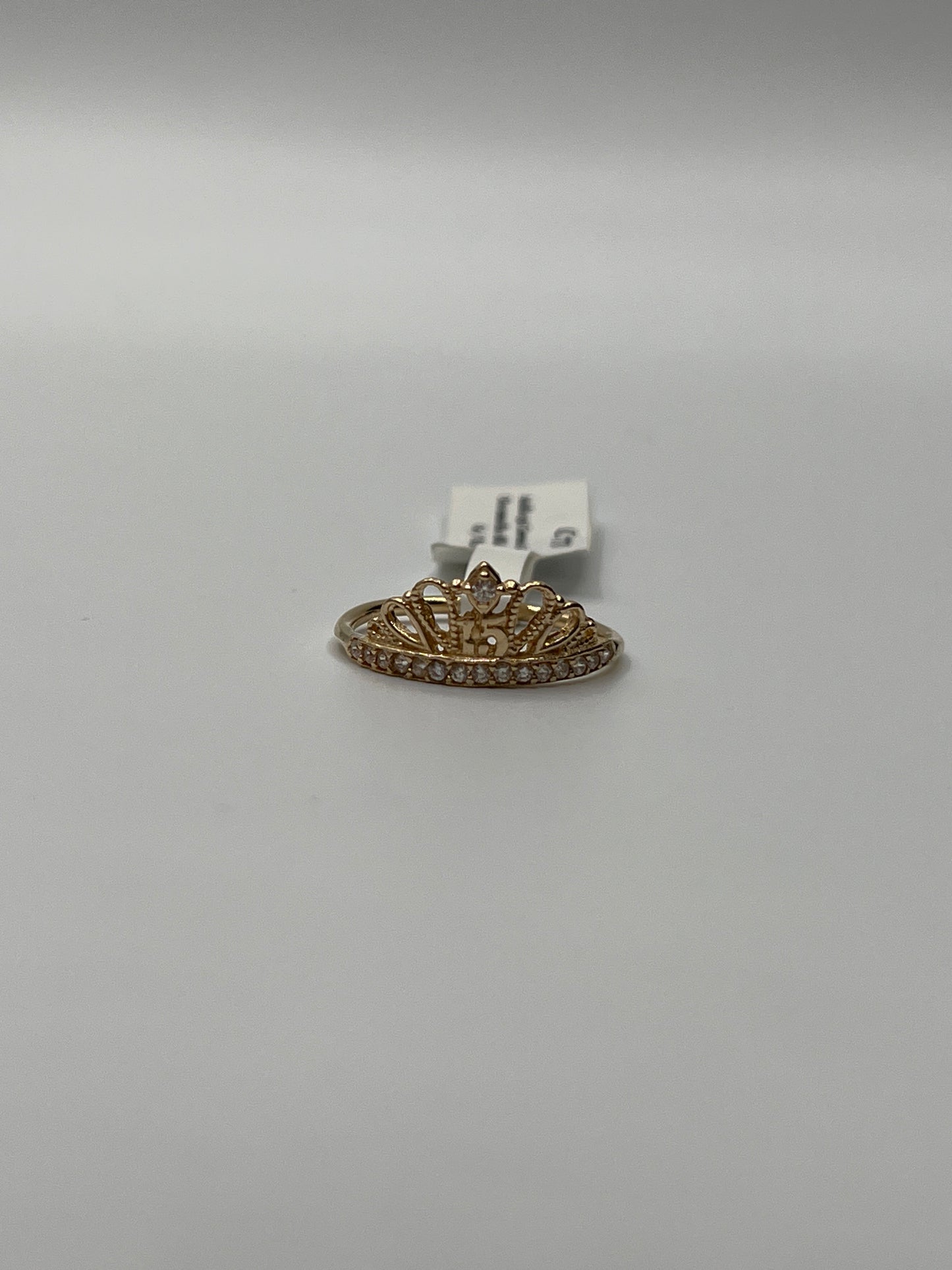 Anillo 15s Corona Circon Blanco Oro amarillo 18k / Talla 7 / 2,09 Gr / 8,25 mm