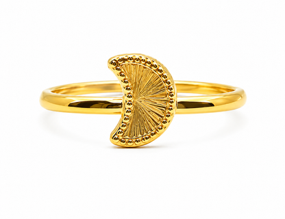 Anillo Luna Diamantada Oro amarillo 18k / Talla 6 1/2 / 1,15 Gr / 8 mm