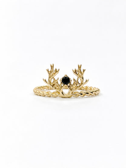 Anillo Cuernos Venado Oro amarillo 18k / Talla 7 / 1,83 Gr / 9 mm