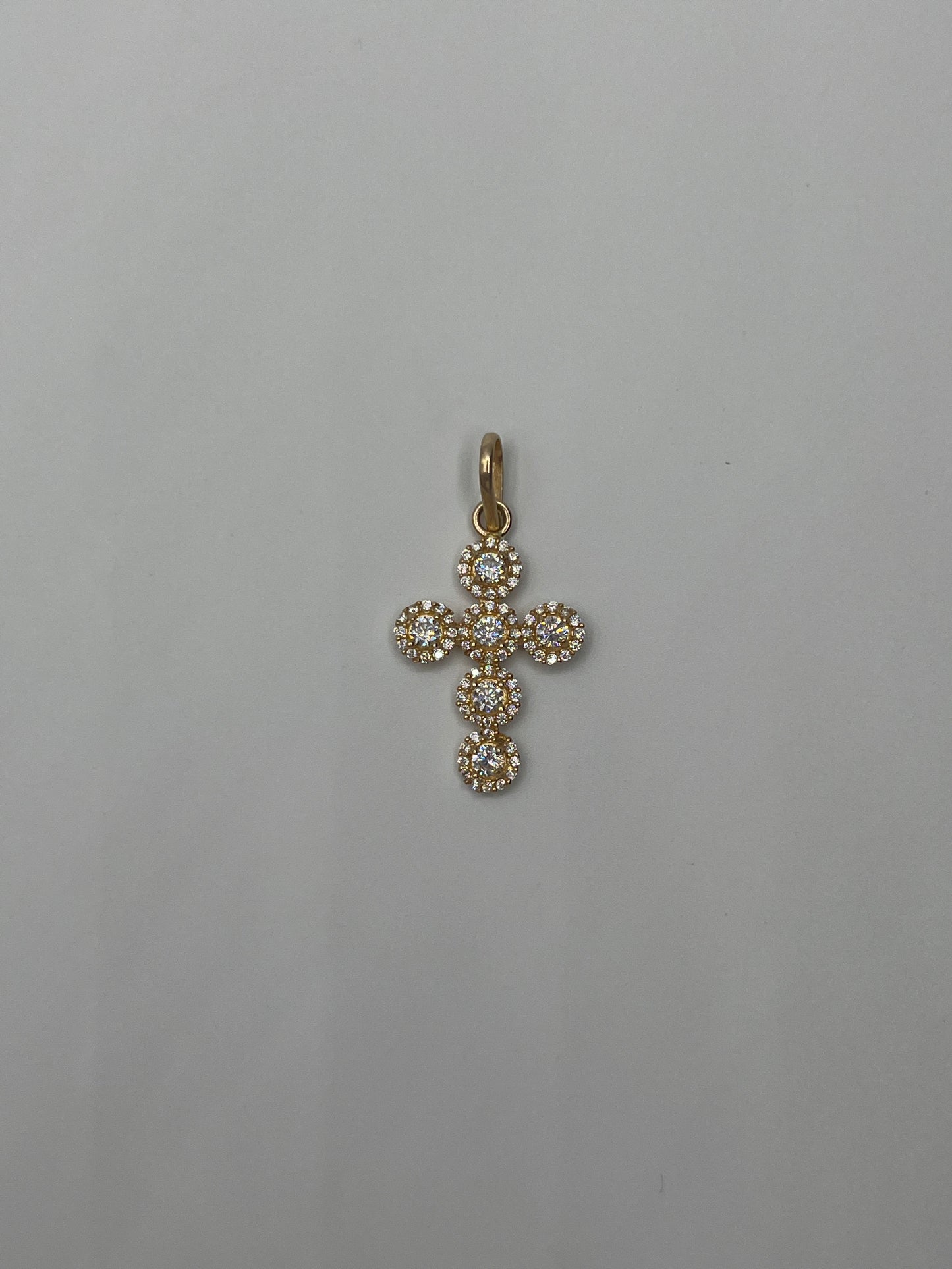 Dije Cruz Circon Blanco Oro amarillo 18k 2,69 Gr / 17,20 mm / 2,8 Cm